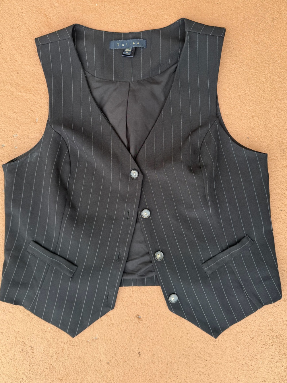 Tailored Pinstripe Vest - Black with White Pinstripes